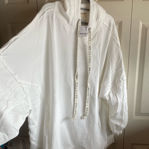 Free People NWT We The Free OVERSIZED WHITE HOODED 100%Cotton SWEATSHIRT - Picture 8 of 17